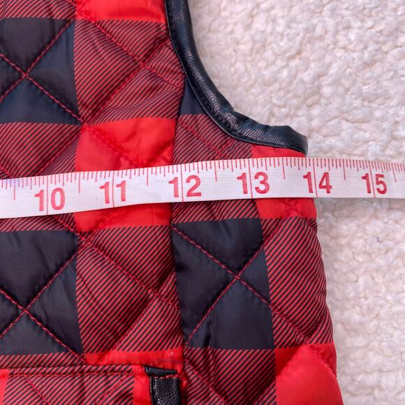 Pinc Premium Red and Black Plaid Puffer Vest Small - Picture 8 of 9